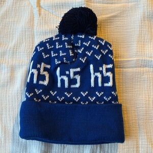 NEW youth sporty winter knit hats, size small, blue and white